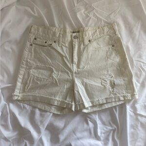 Madewell Cream Jean Shorts with Cuffed Hem